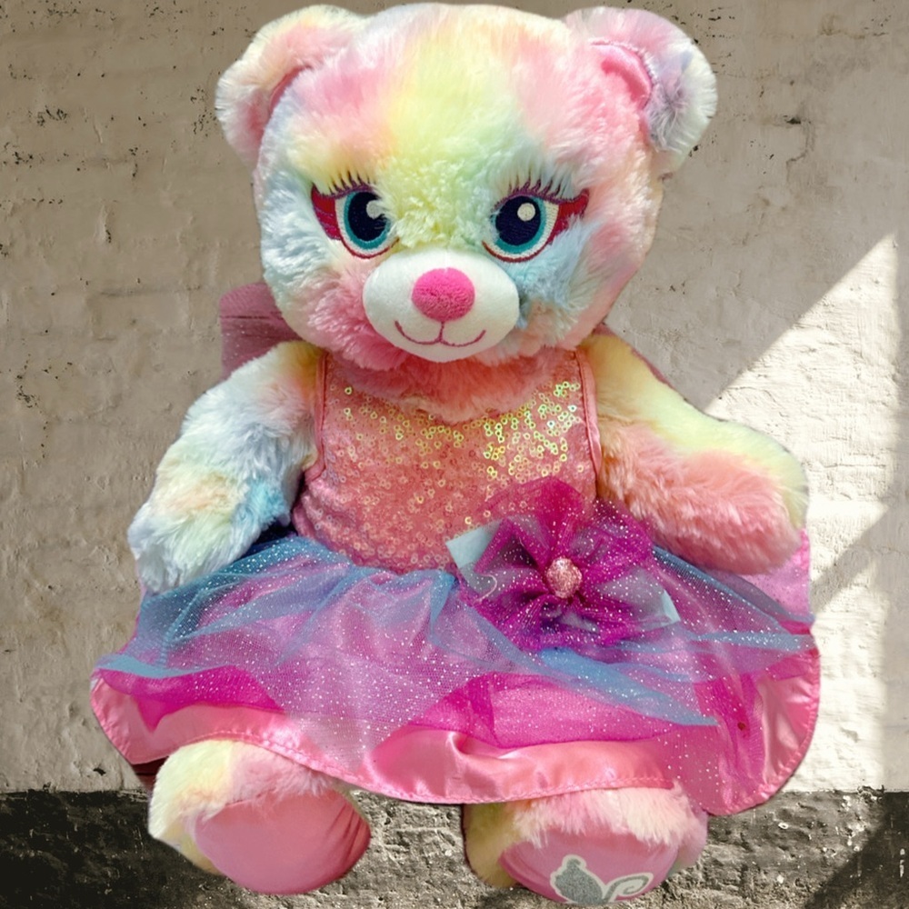 Build-A-Bear Pastel Plush Teddy with Pink Dress